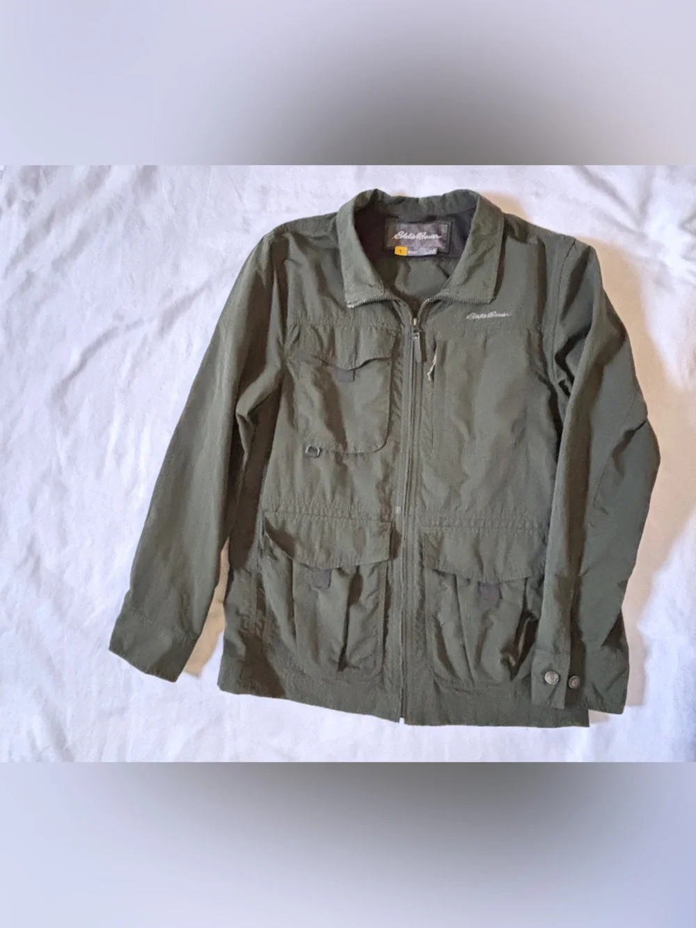 Eddie Bauer Travex Men’s M Olive Utility Outdoor Jacket Nylon Full Zip
